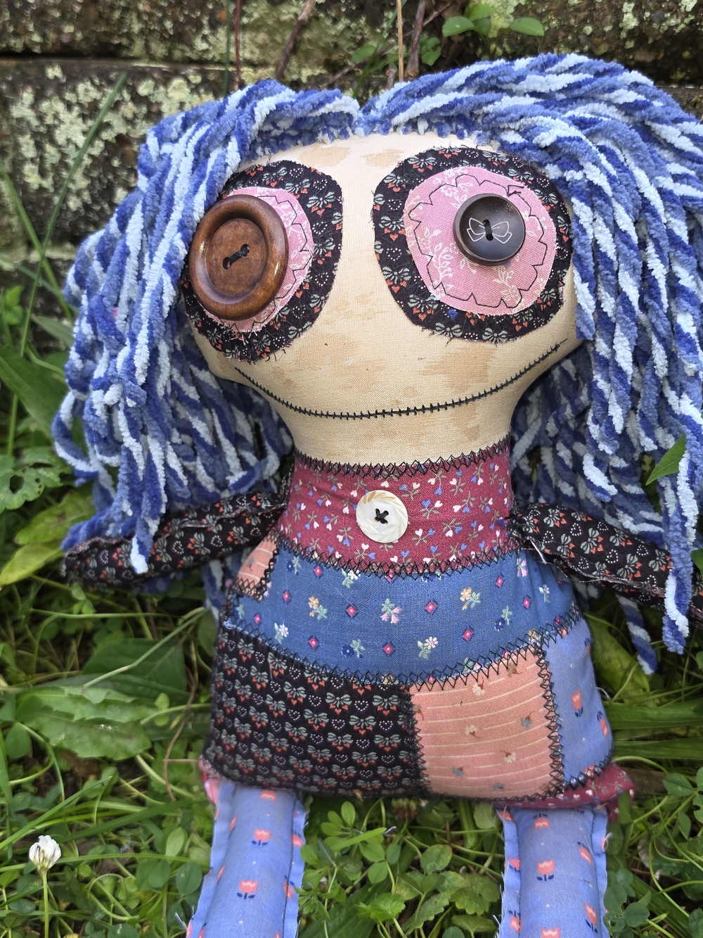 Dumpster Dollies OOAK Art Doll Mildred Muddlewick Handmade Patchwork Rag Doll